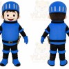 Blue Roman Warrior Mascot Costume with Custom Logo