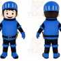 Blue Roman Warrior Mascot Costume with Custom Logo