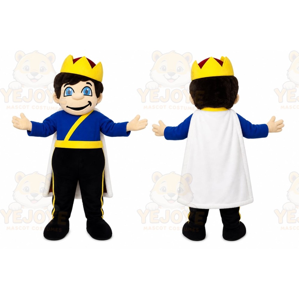 Blue Prince Mascot Costume with Custom Logo