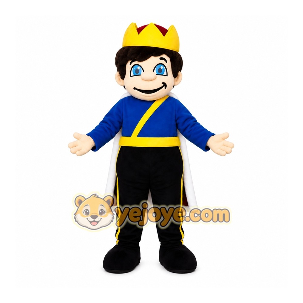 Blue Prince Mascot Costume with Custom Logo
