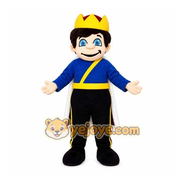 Blue Prince Mascot Costume with Custom Logo