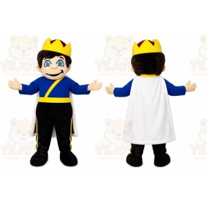 Blue Prince Mascot Costume with Custom Logo