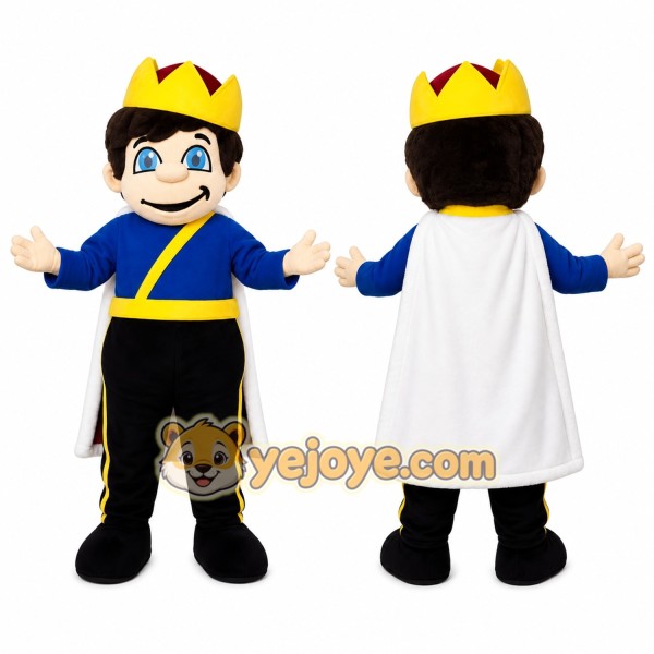 Blue Prince Mascot Costume with Custom Logo