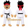 White Martial Artist Mascot Costume with Custom Logo White Martial Artist Mascot Costume with Custom Logo