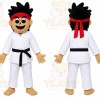 White Martial Artist Mascot Costume with Custom Logo