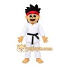 White Martial Artist Mascot Costume with Custom Logo White Martial Artist Mascot Costume with Custom Logo