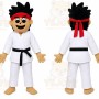 White Martial Artist Mascot Costume with Custom Logo
