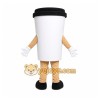 White Coffee Cup Mascot Costume with Custom Logo White Coffee Cup Mascot Costume with Custom Logo