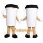 White Coffee Cup Mascot Costume with Custom Logo