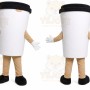 White Coffee Cup Mascot Costume with Custom Logo