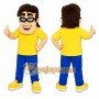 Yellow Man Mascot Costume with Custom Logo