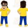 Yellow Man Mascot Costume with Custom Logo