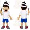 White Ice Cream Boy Mascot Costume with Custom Logo
