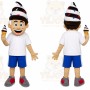 White Ice Cream Boy Mascot Costume with Custom Logo