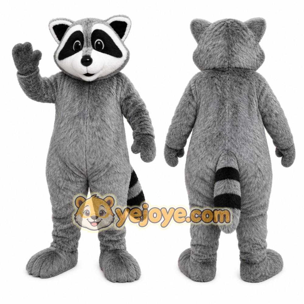Gray Raccoon Mascot Costume with Custom Logo Gray Raccoon Mascot Costume with Custom Logo
