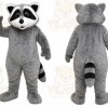 Gray Raccoon Mascot Costume with Custom Logo