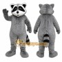 Gray Raccoon Mascot Costume with Custom Logo