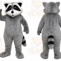 Gray Raccoon Mascot Costume with Custom Logo