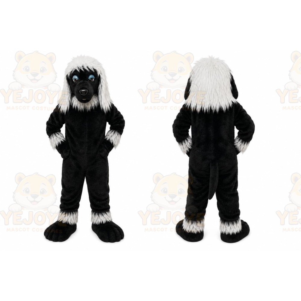 Black Dog Mascot Costume with Custom Logo