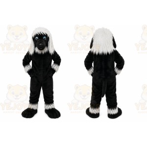 Black Dog Mascot Costume with Custom Logo