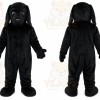 Black Dog Mascot Costume with Custom Logo