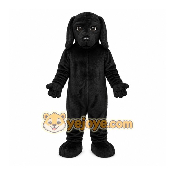 Black Dog Mascot Costume with Custom Logo