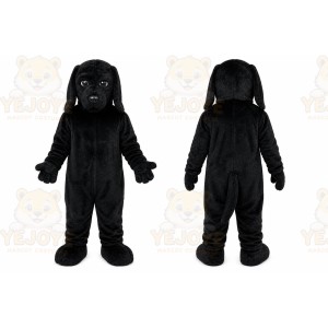 Black Dog Mascot Costume with Custom Logo