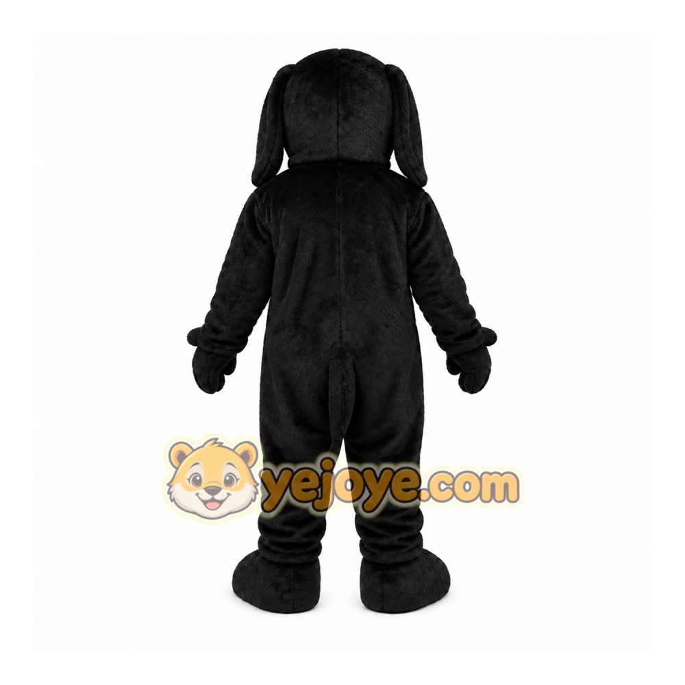 Black Dog Mascot Costume with Custom Logo