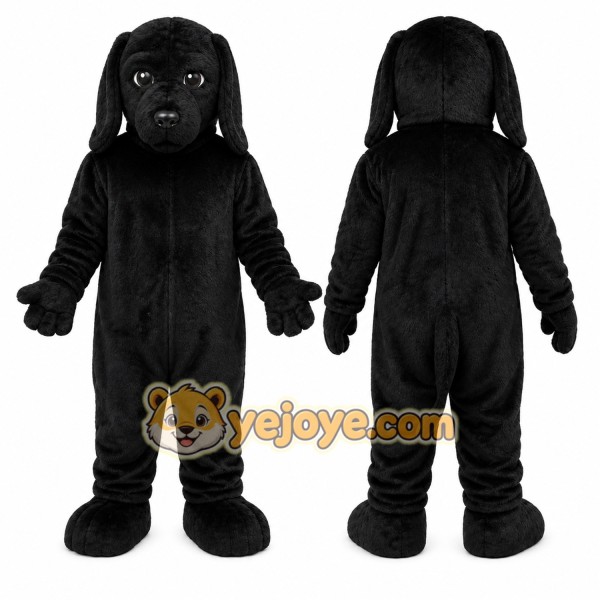 Black Dog Mascot Costume with Custom Logo