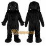 Black Dog Mascot Costume with Custom Logo