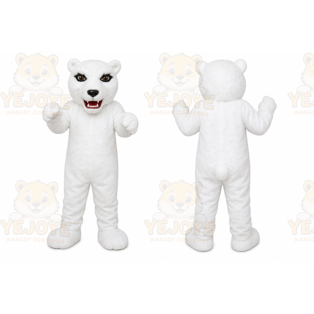 White Bear Mascot Costume with Custom Logo