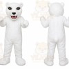 White Bear Mascot Costume with Custom Logo