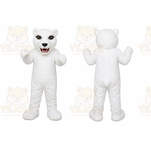 White Bear Mascot Costume with Custom Logo