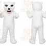 White Bear Mascot Costume with Custom Logo