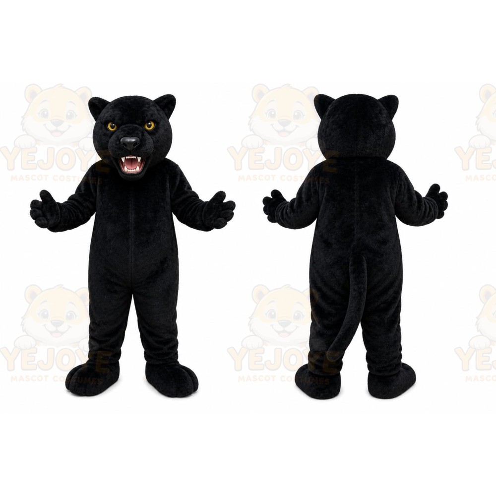 Black Panther Mascot Costume with Custom Logo