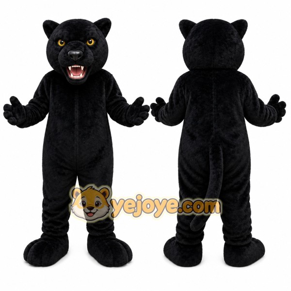 Black Panther Mascot Costume with Custom Logo