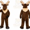 Brown Moose Mascot Costume with Custom Logo