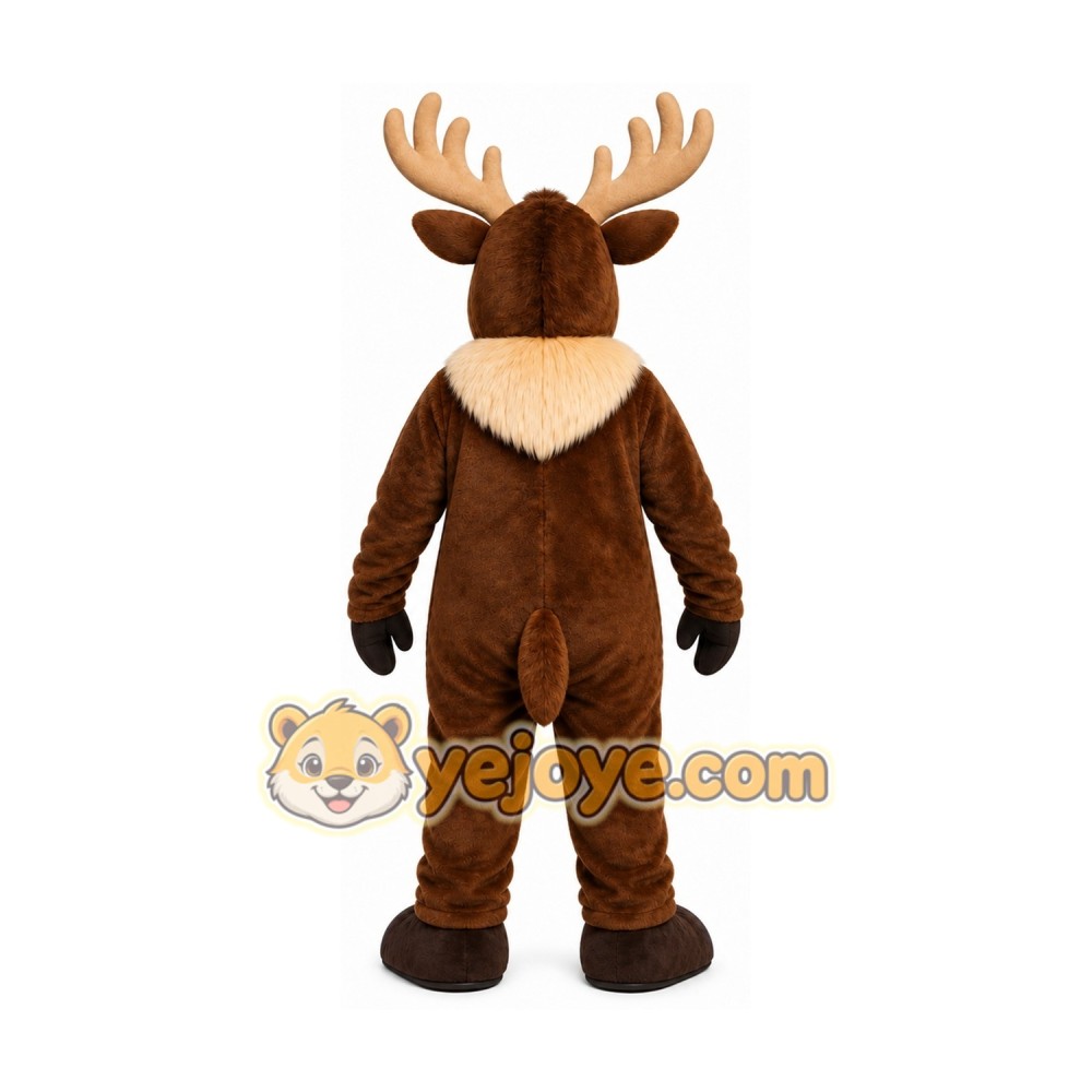 Brown Moose Mascot Costume with Custom Logo
