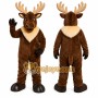 Brown Moose Mascot Costume with Custom Logo