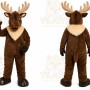 Brown Moose Mascot Costume with Custom Logo