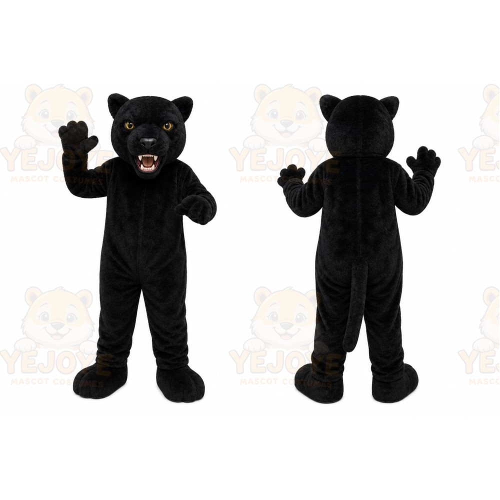 Black Panther Mascot Costume with Custom Logo