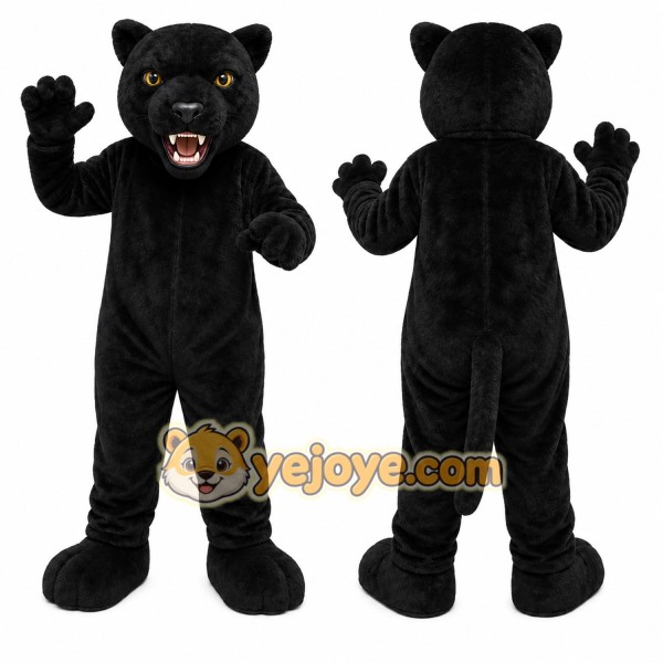 Black Panther Mascot Costume with Custom Logo