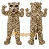 Tan Leopard Mascot Costume with Custom Logo