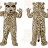 Tan Leopard Mascot Costume with Custom Logo