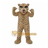Tan Leopard Mascot Costume with Custom Logo