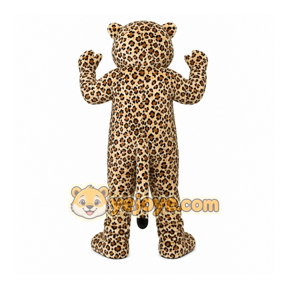Tan Leopard Mascot Costume with Custom Logo