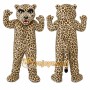 Tan Leopard Mascot Costume with Custom Logo