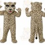 Tan Leopard Mascot Costume with Custom Logo