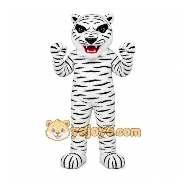White Tiger Mascot Costume with Custom Logo White Tiger Mascot Costume with Custom Logo