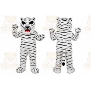 White Tiger Mascot Costume with Custom Logo